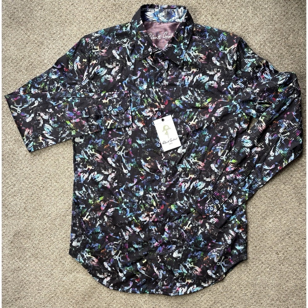 New Robert Graham Mens XS Highland 2 Long Sleeve Shirt Colorful Abstract Art - Picture 3 of 11